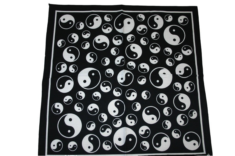 Square Black Ying and Yang Bandana