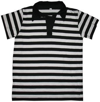 Black and White Striped Polo Shirt